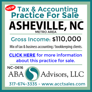CLICK HERE to get more information on this ASHEVILLE, NC Tax and Accounting Practice for Sale by ABA Advisors, LLC