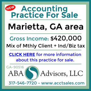 CLICK HERE to get more information on this Marietta GA area Accounting Practice for Sale by ABA Advisors, LLC