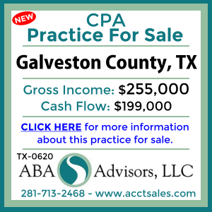 CLICK HERE to get more information on this GALVESTON County, TX CPA Practice for Sale by ABA Advisors, LLC