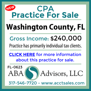 CLICK HERE to get more information on this WASHINGTON County, FL CPA Practice for Sale by ABA Advisors, LLC
