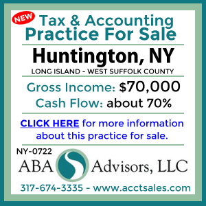 CLICK HERE to get more information on this HUNTINGTON, NY Tax and Accounting Practice for Sale by ABA Advisors, LLC