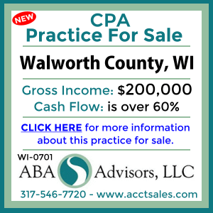 CLICK HERE to get more information on this WALWORTH COUNTY, WI CPA Practice for Sale by ABA Advisors, LLC