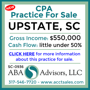 CLICK HERE to get more information on this UPSTATE, SC Accounting Practice for Sale by ABA Advisors, LLC