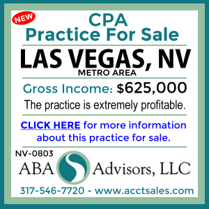 CLICK HERE to get more information on this LAS VEGAS, NV metro area CPA Practice for Sale by ABA Advisors, LLC