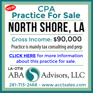 CLICK HERE to get more information on this NORTH SHORE, LA CPA Practice for Sale by ABA Advisors, LLC