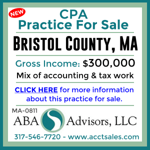 CLICK HERE to get more information on this BRISTOL COUNTY, MA CPA Practice for Sale by ABA Advisors, LLC