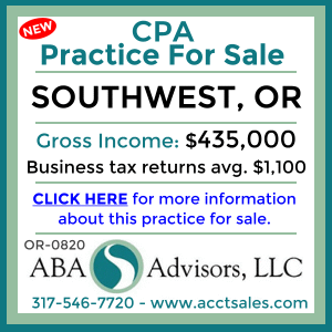 CLICK HERE to get more information on this SOUTHWEST, OR CPA Practice for Sale by ABA Advisors, LLC