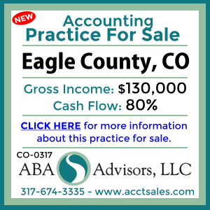 CLICK HERE to get more information on this EAGLE COUNTY, CO Accounting Practice for Sale by ABA Advisors, LLC