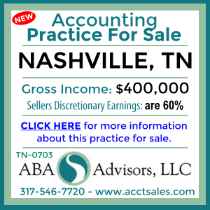 CLICK HERE to get more information on this NASHVILLE, TN Accounting Practice for Sale by ABA Advisors, LLC