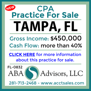 CLICK HERE to get more information on this TAMPA, FL CPA Practice for Sale by ABA Advisors, LLC