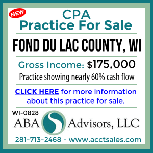 CLICK HERE to get more information on this FOND DU LAC COUNTY, WI CPA Practice for Sale by ABA Advisors, LLC