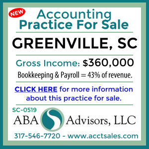 CLICK HERE to get more information on this GREENVILLE, SC Accounting Practice for Sale by ABA Advisors, LLC